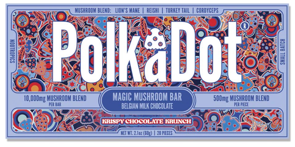 Polkadot Krispy Chocolate Krunch Magic Mushroom Bar