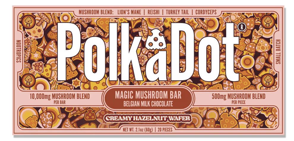 PolkaDot Chocolate Bar - Creamy Hazelnut Wafer | 10g Mushroom Blend