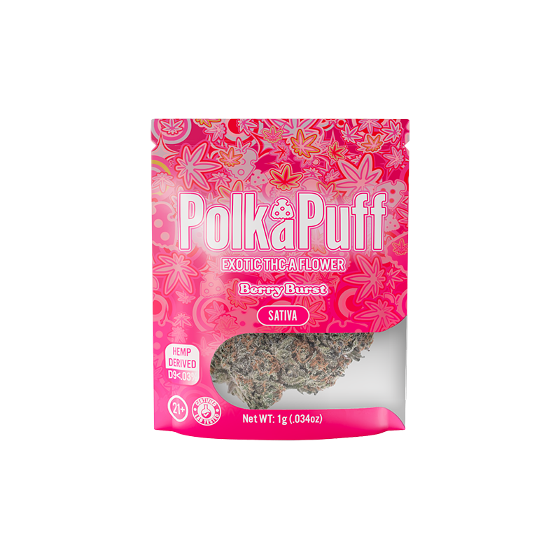PolkaPuff – Berry Burst | Sativa | 1g Exotic THC-A Flower