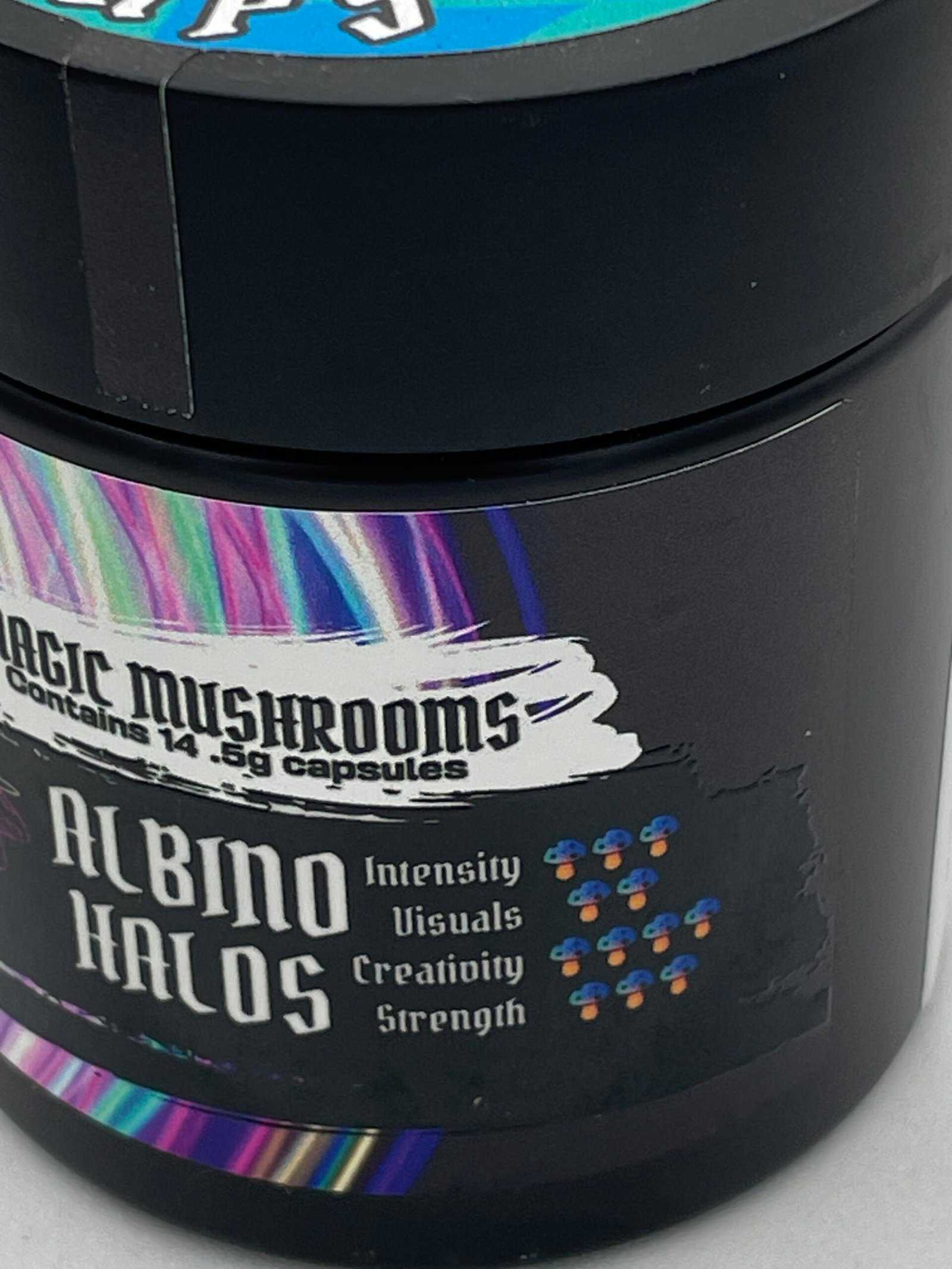 Cosmic Caps Shroom Capsules – Albino Golden Halo | 14.5g - Image 2